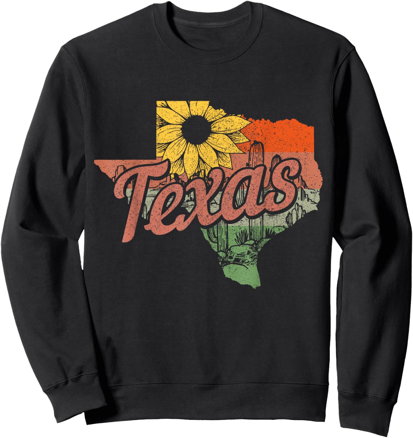 Texas TX State Map Pride Vintage Sweatshirt - Sweatshirt | Black