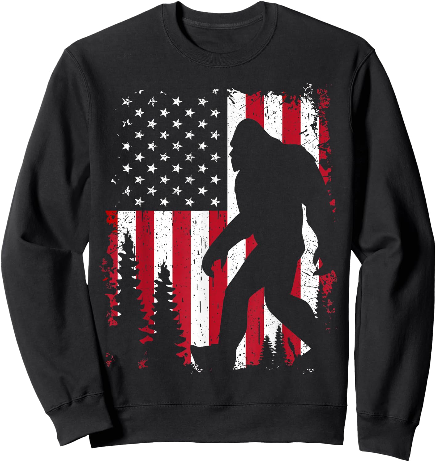 Bigfoot 4th of July American USA Flag Patriotic Kids Sweatshirt - Sweatshirt | Black