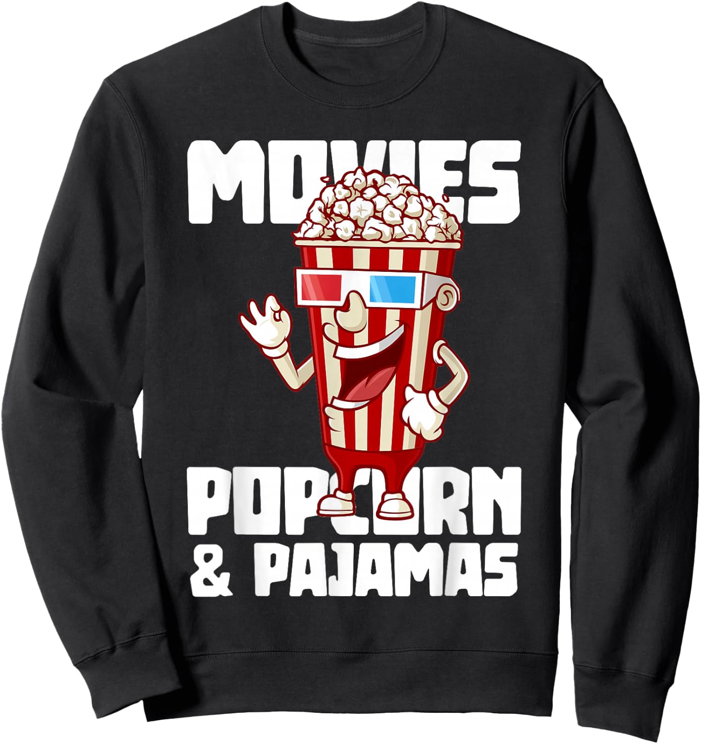 Movies Popcorn And Pajamas Popcorn Sweatshirt - Sweatshirt | Black