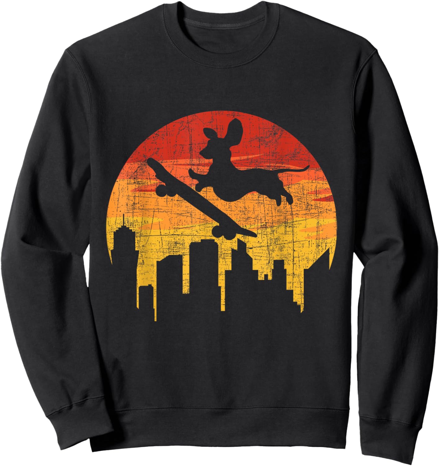 Dachshund Skateboarder - Skateboarding Pet Dog Lover Sweatshirt - Sweatshirt | Black