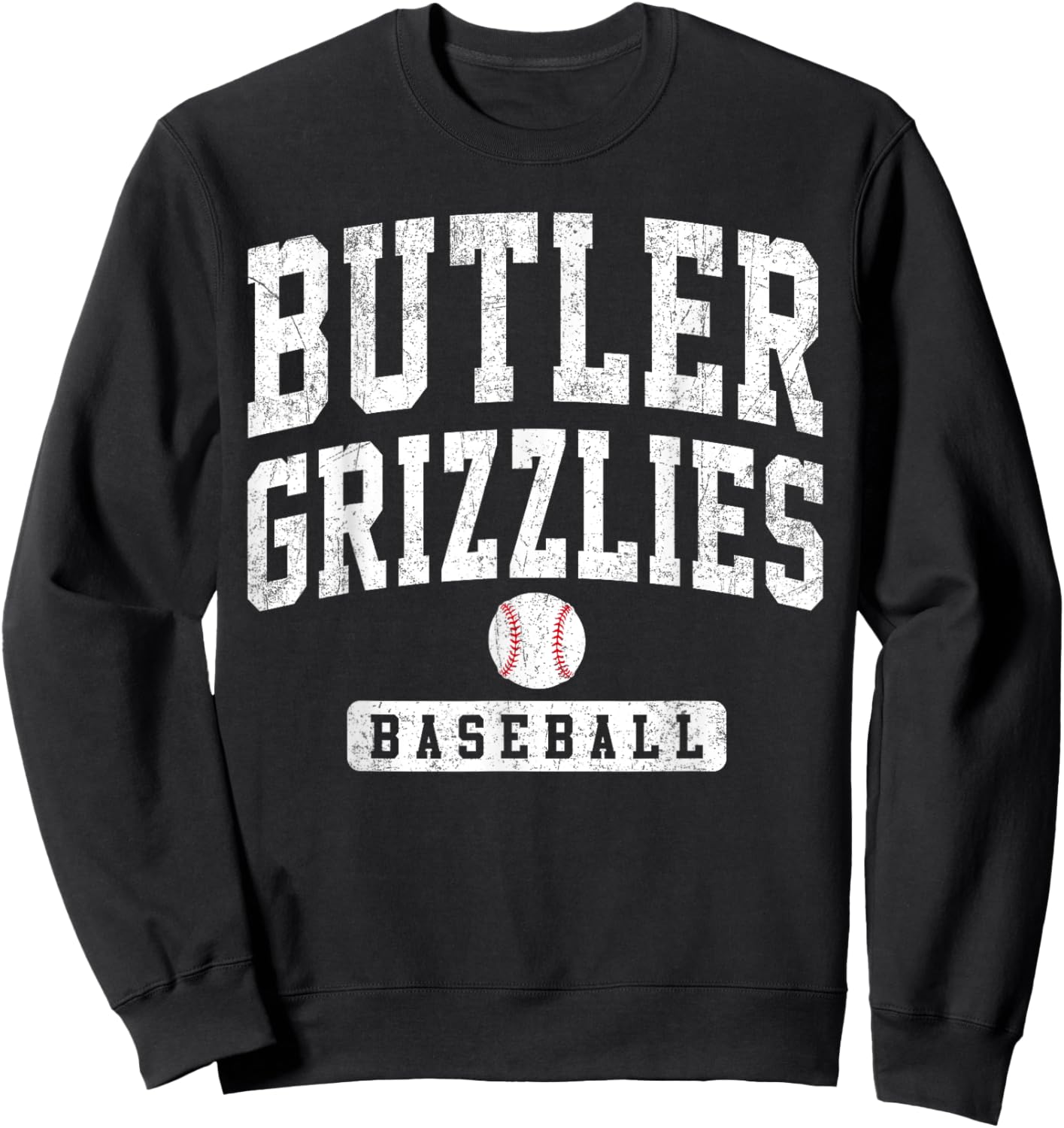 Butler Community College Grizzlies Baseball Arch Vintage Sweatshirt - Sweatshirt | Black