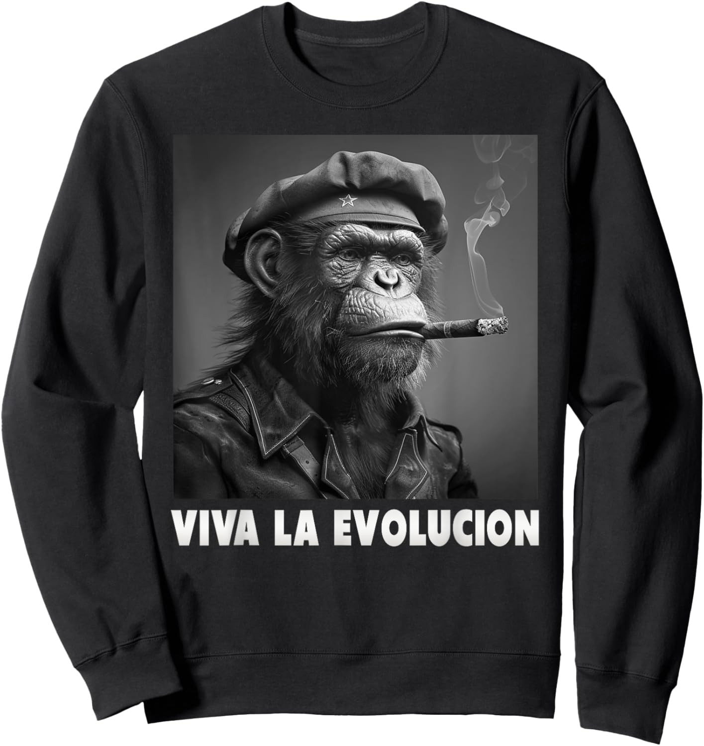 Viva La Evolucion, Révolution, Singe, Nerd Sweatshirt - Sweatshirt | Black