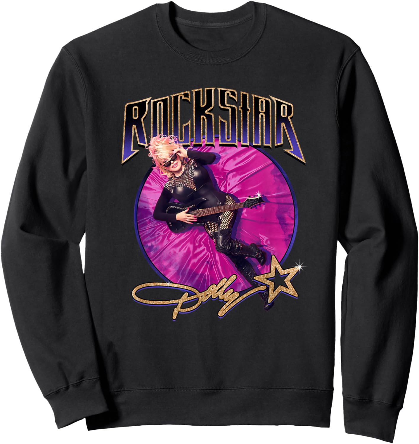 Dolly Parton Pink Velvet Rockstar Sweatshirt - Sweatshirt | Black