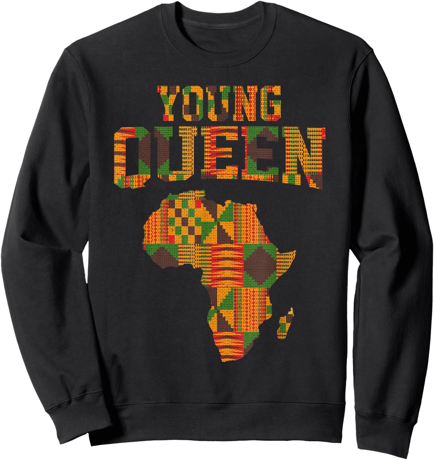 African Queen Art For Girls Women African Print Kente Cloth Sweatshirt - Sweatshirt | Black