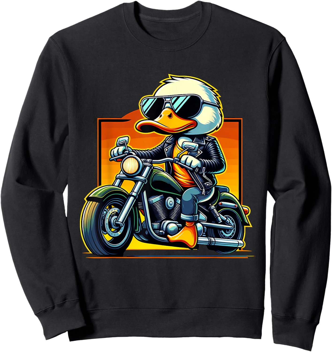 Biker Duck Riding Motorbike Sweatshirt - Sweatshirt | Black
