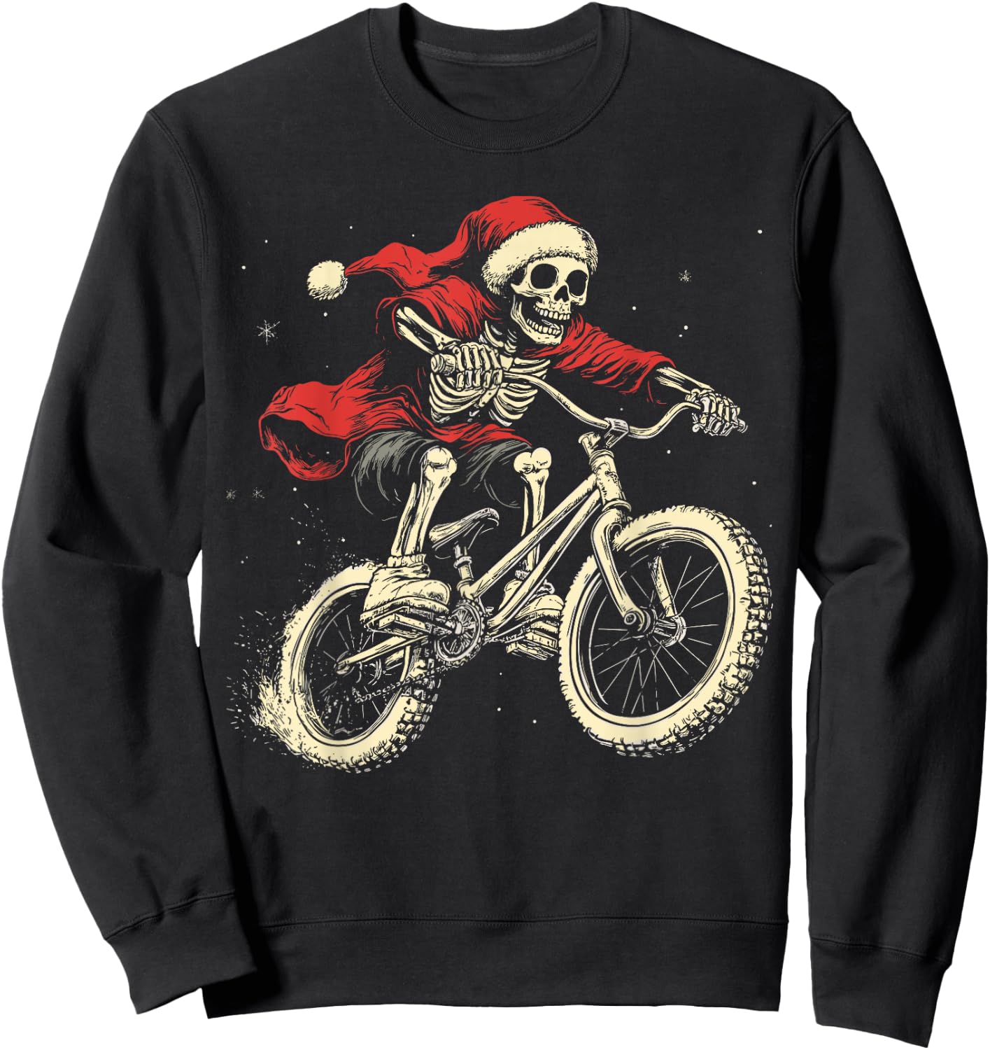 Santa Skeleton BMX Boys Kids Christmas Xmas Pajama Sweatshirt - Sweatshirt | Black
