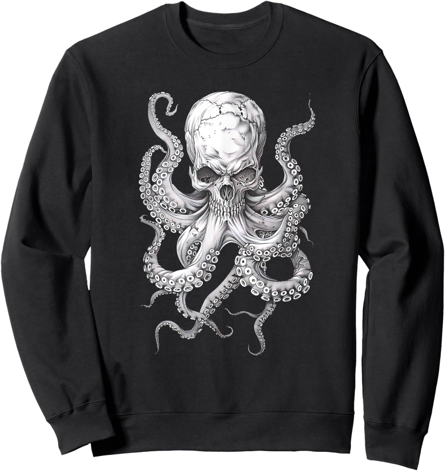 Vintage Skull Octopus Kraken Ocean Monster Goth Grunge Art Sweatshirt - Sweatshirt | Black