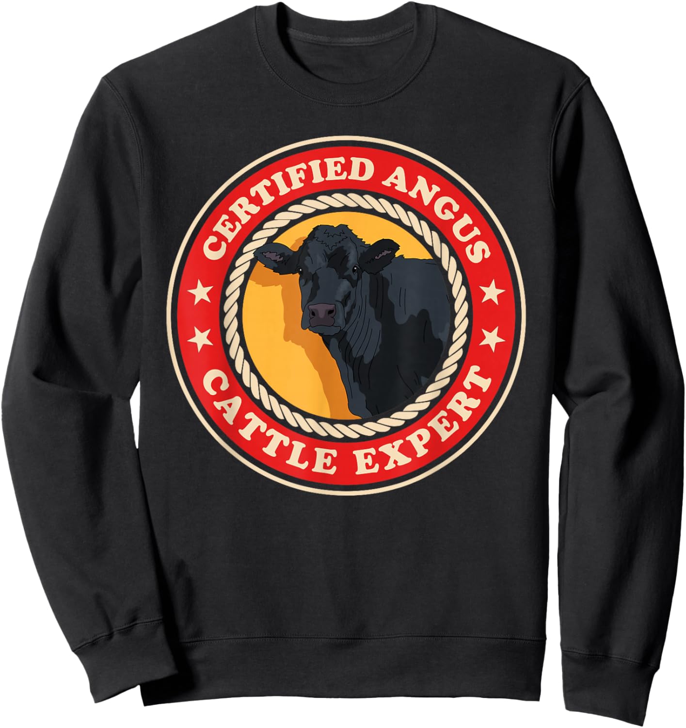 Angus Cattle Expert | Black Angus Cow Sweatshirt - Sweatshirt | Black