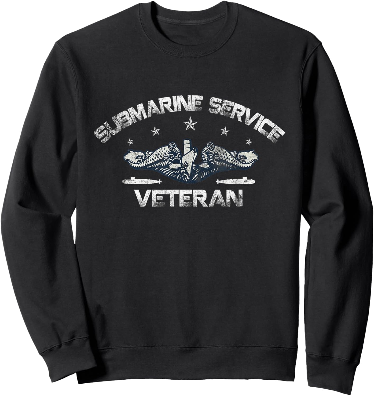 U.S Submarines Silent Service Veteran Vintage Flag Patriotic Men Sweatshirt - Sweatshirt | Black