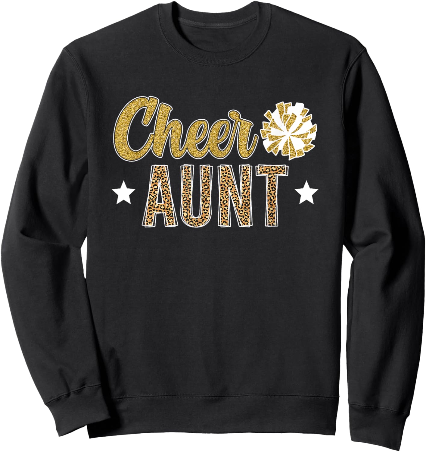 Cheer Aunt Leopard Cheerleading Auntie Cheerleader Aunt Sweatshirt - Sweatshirt | Black