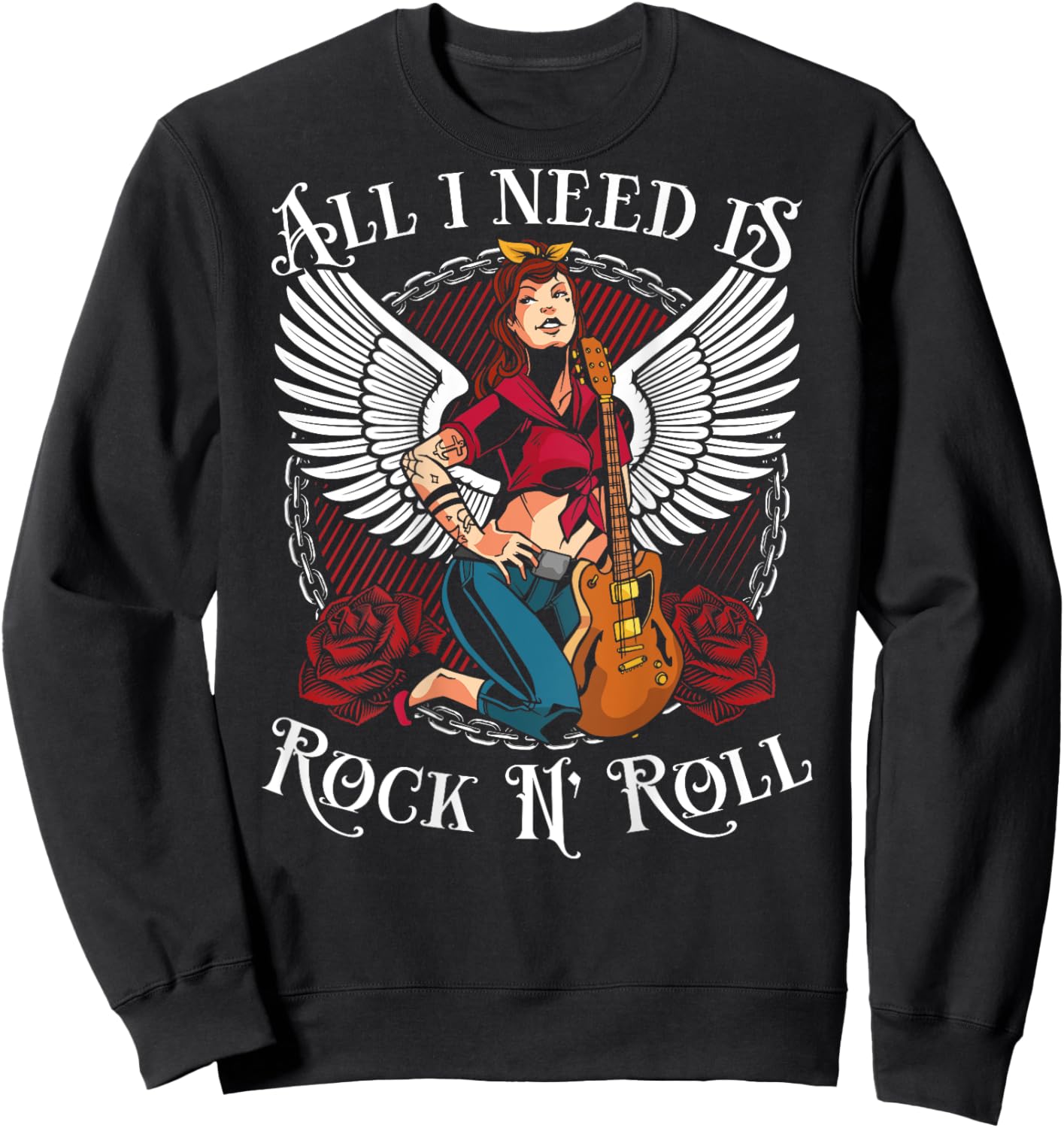 All I Need Is Rock N´ Roll | Rockabilly & Rock N' Roll Sweatshirt - Sweatshirt | Black