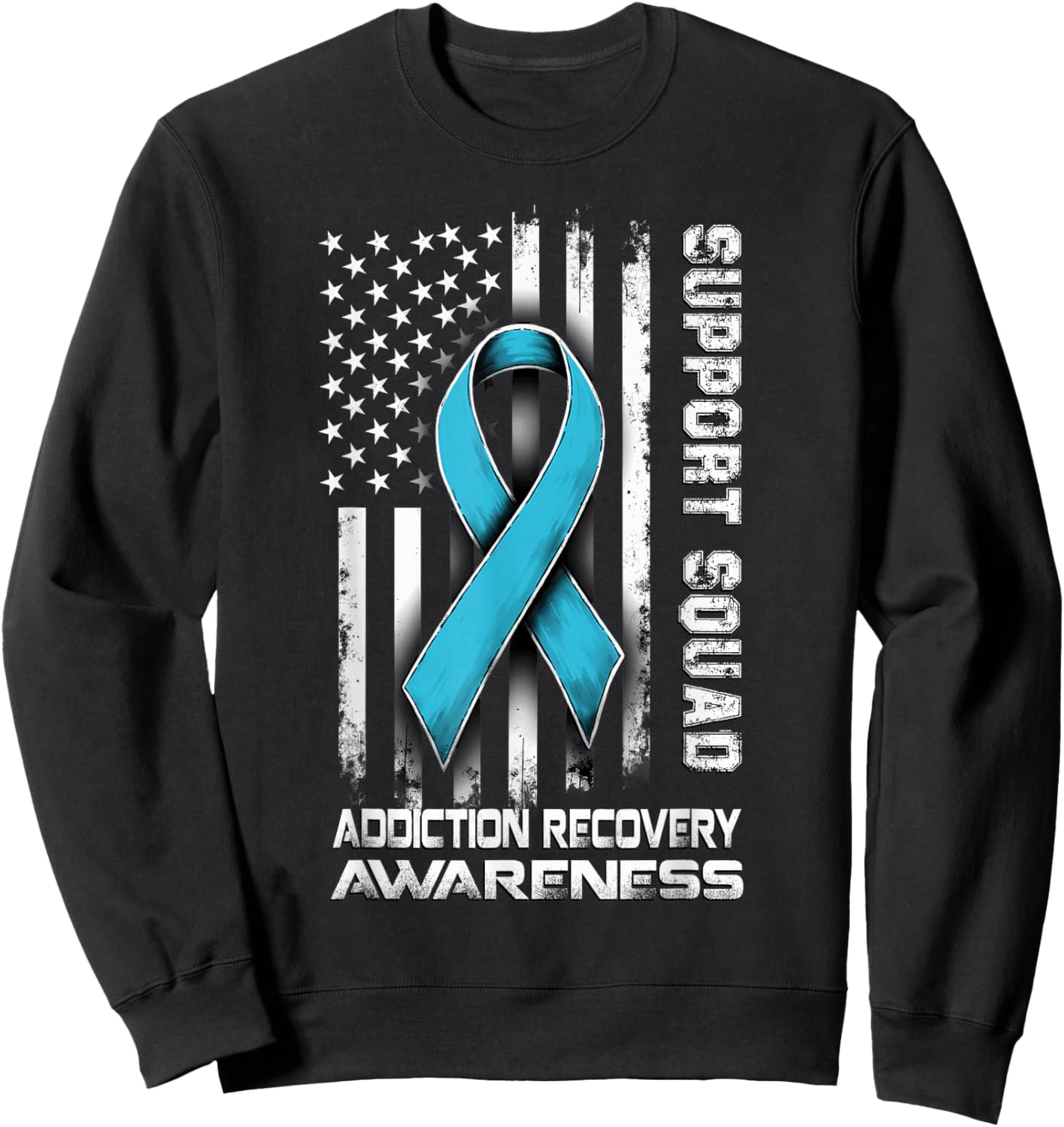 Retro Support Squad Addiction Recovery Awareness Sweatshirt - Sweatshirt | Black