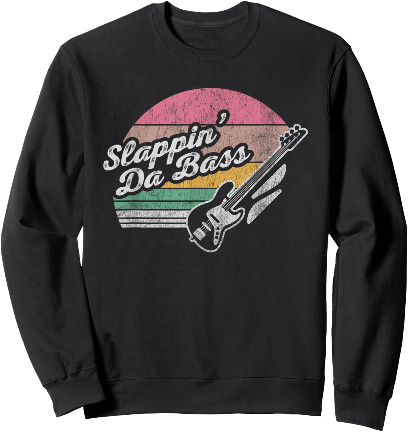 Slappin' Da Bass Vintage Bass Guitar Sweatshirt - Sweatshirt | Black