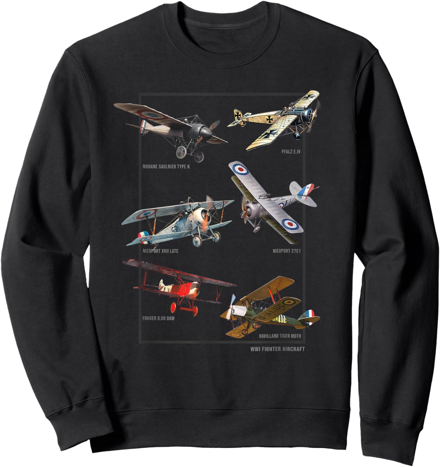 WWI Fighters Airplanes Sweatshirt - Sweatshirt | Black