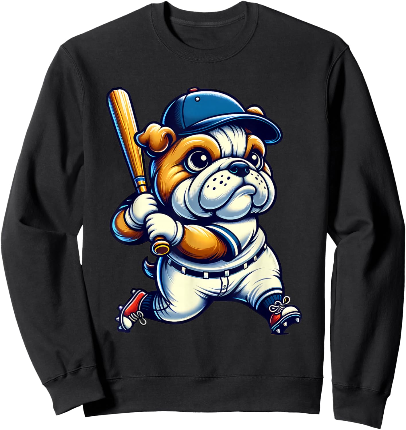 English Bulldog Baseball Player Dog Lover Men Women Kids Sweatshirt - Sweatshirt | Black
