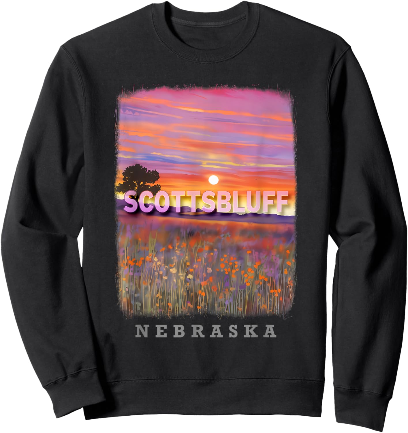 Scottsbluff Nebraska NE Prairie Skies SD226 Sweatshirt - Sweatshirt | Black