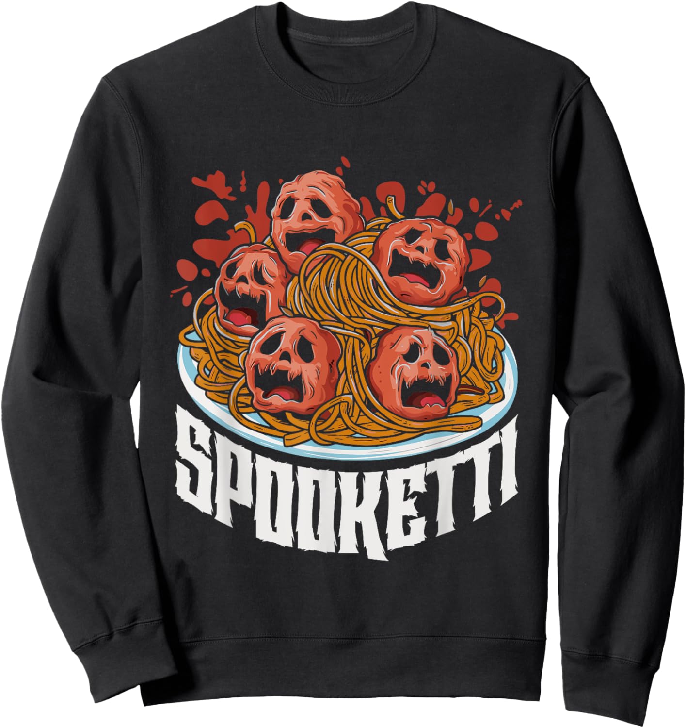 Funny Spooketti Halloween Costume Spaghetti Sweatshirt - Sweatshirt | Black
