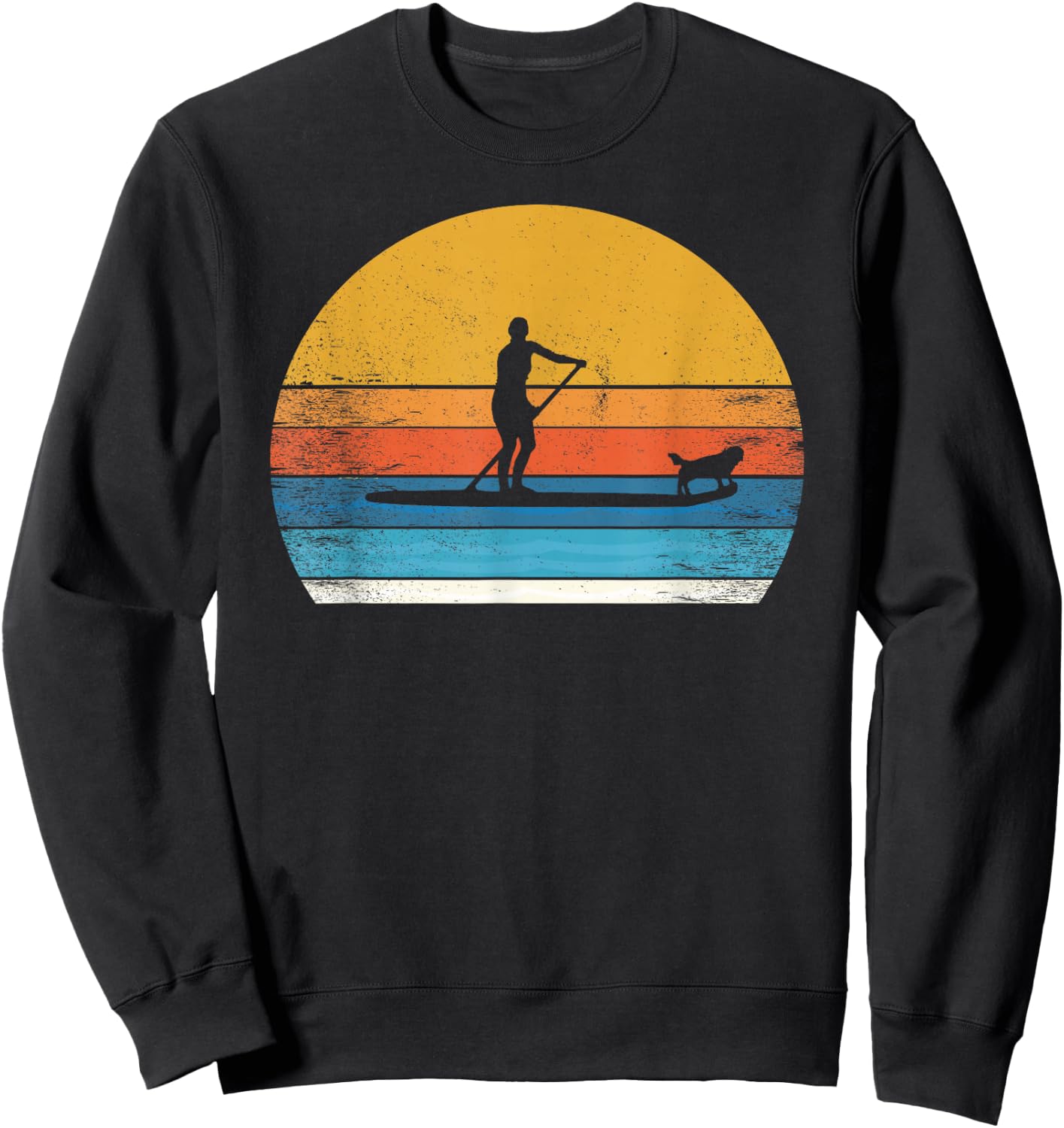 Cool funny Stand Up Paddle Board Dog SUP Paddling Boarding Sweatshirt - Sweatshirt | Black