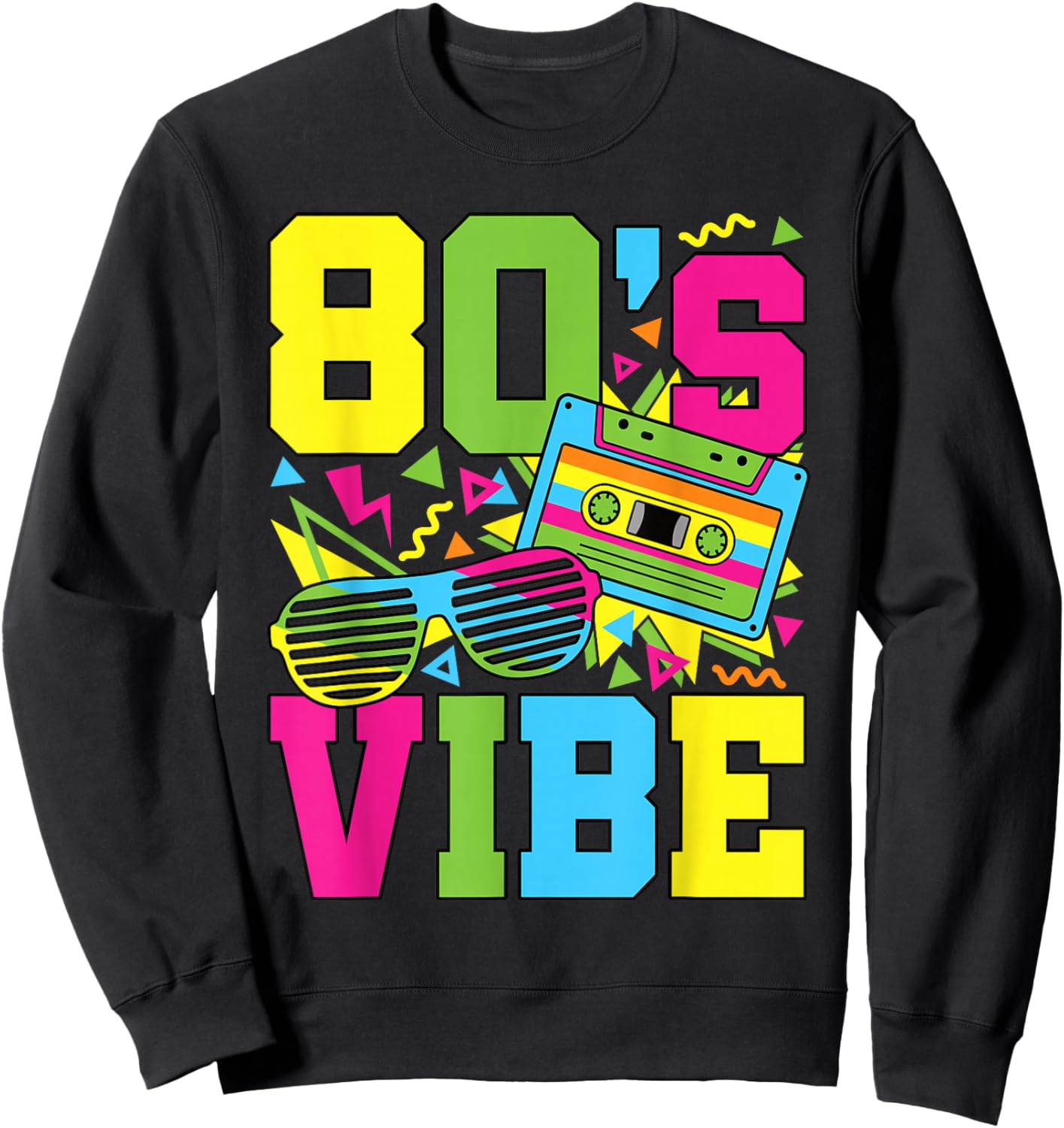 80's Vibe Retro 1980s 80s Style Party Outfit Men Women Kids Sweatshirt - Sweatshirt | Black