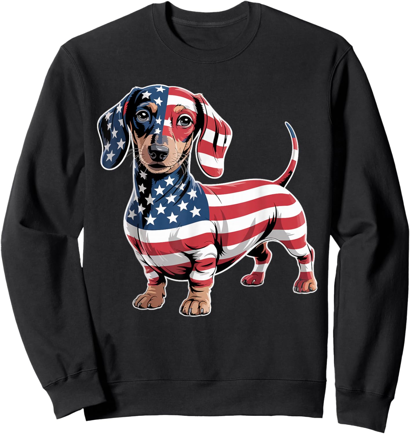 Dachshund Dog 4th of July American Flag Gifts Women Sweatshirt - Sweatshirt | Black
