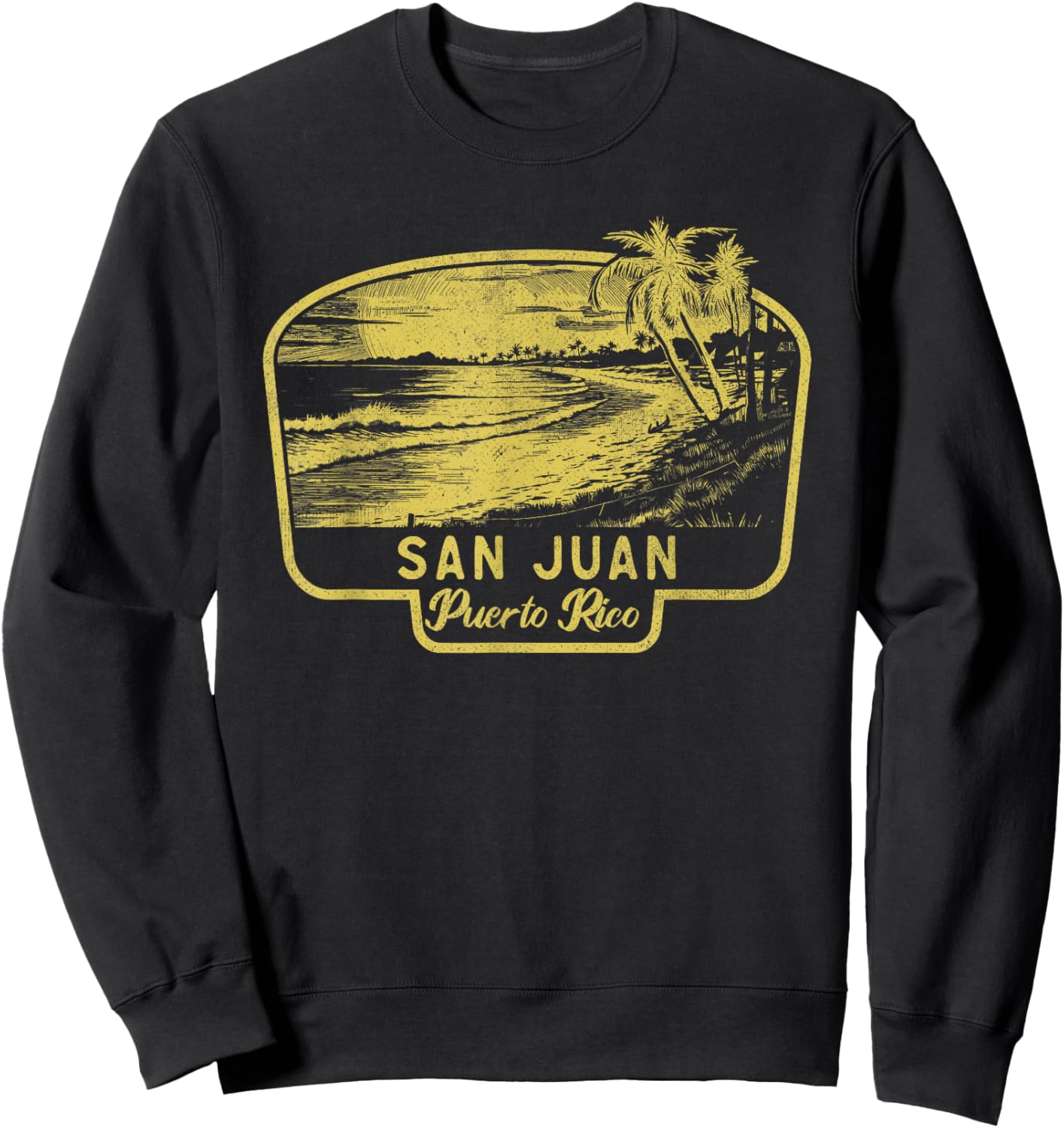 San Juan Puerto Rico Beach Surf Vintage Blue Men Women Sweatshirt - Sweatshirt | Black