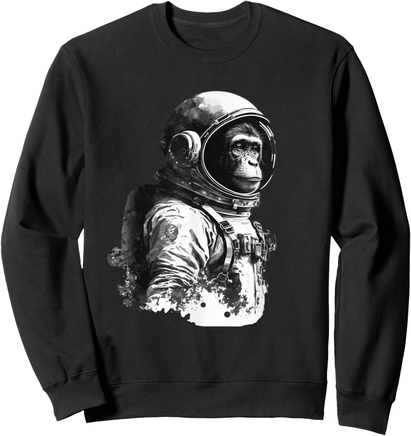 Space Vintage Travel Astronaut Monkey Astronaut Sweatshirt - Sweatshirt | Black