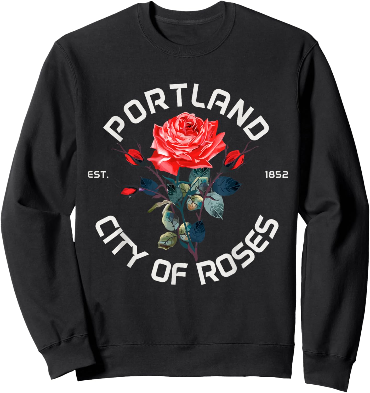 Portland Oregon Roses Pride Vintage Sweatshirt - Sweatshirt | Black
