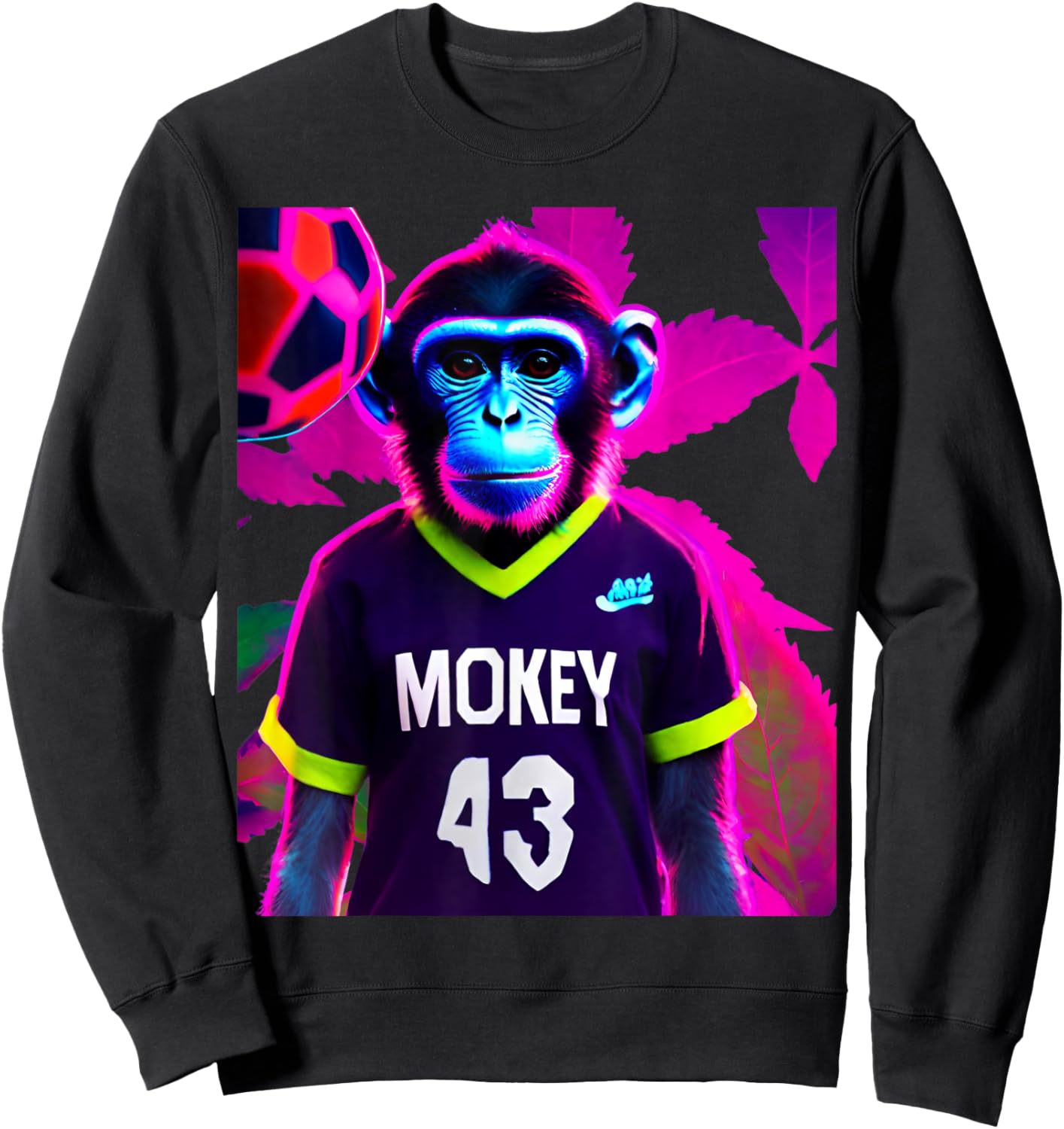 Soccer Monkey Autumn Leaves Led Graphic Sweatshirt - Sweatshirt | Black