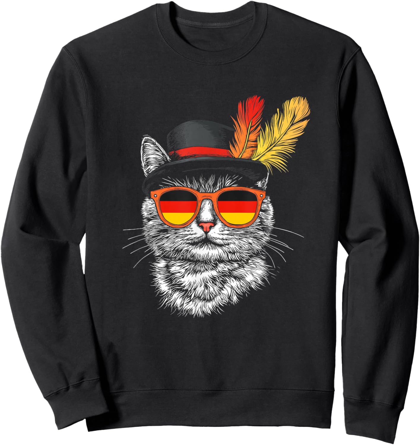 Cute Cat German Flag Oktoberfest Costume Germany Festival Sweatshirt - Sweatshirt | Black