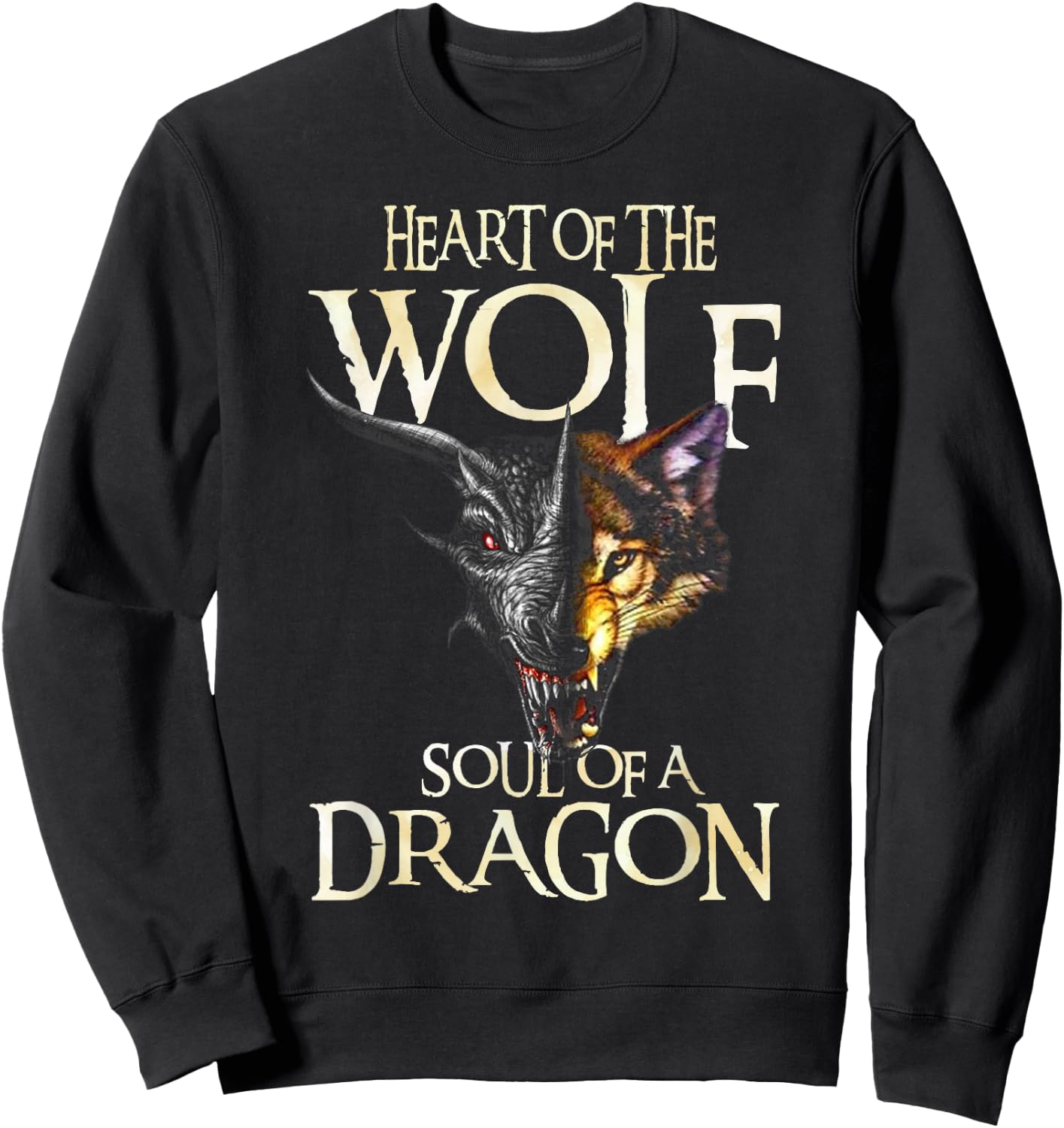 Heart Of The Wolf Soul Of A Dragon Dragon Lovers Gift Sweatshirt - Sweatshirt | Black