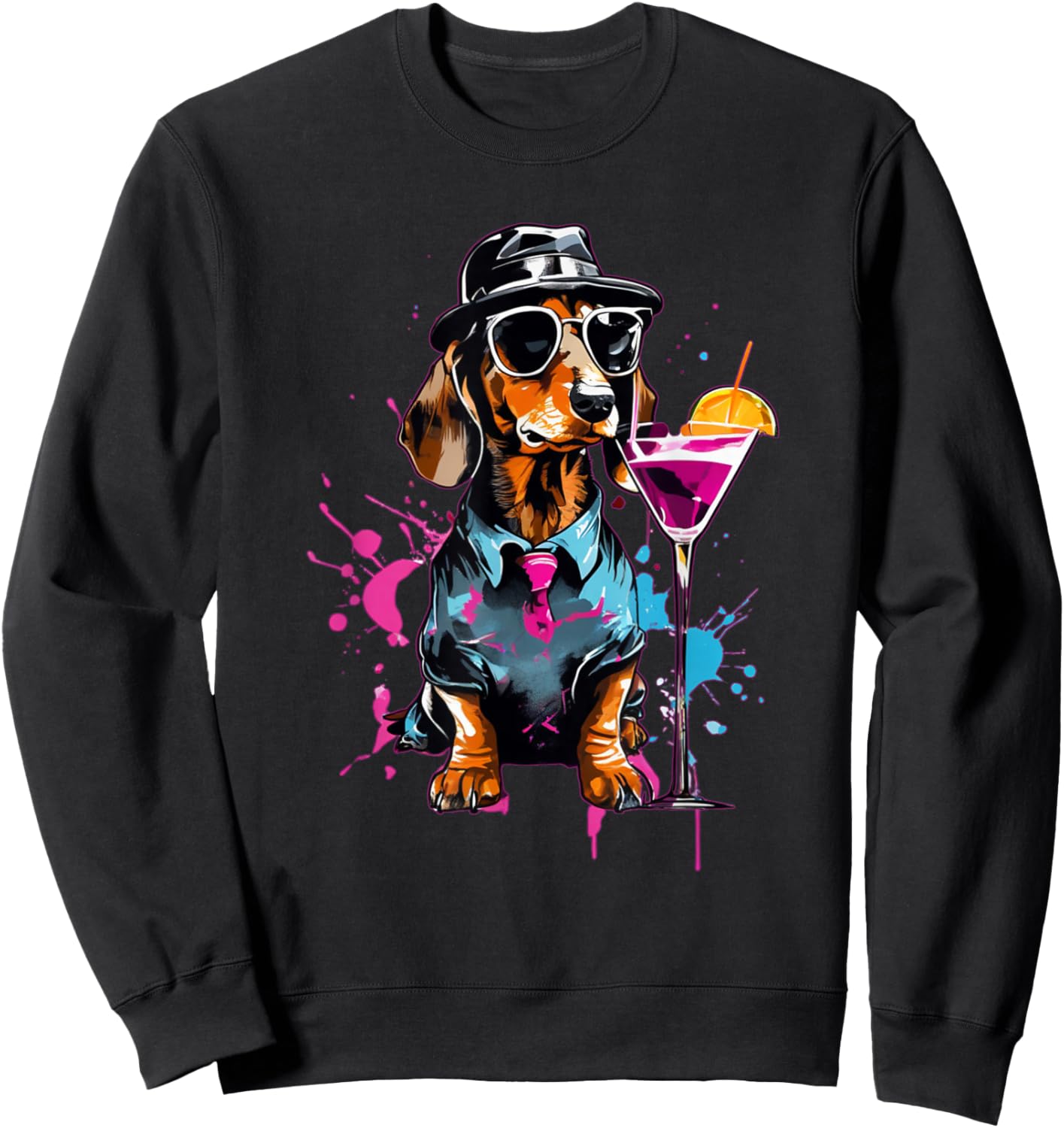 Martini Cocktail Lover Dachshund Cocktail Weenies Dachshund Sweatshirt - Sweatshirt | Black