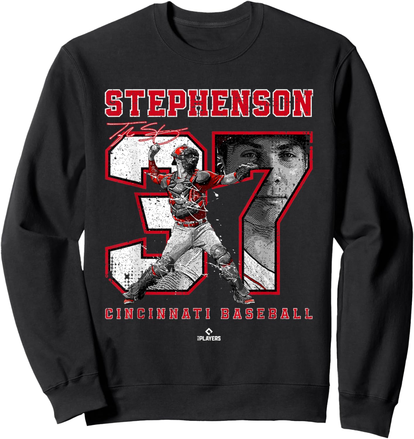 Number and Portrait Tyler Stephenson Cincinnati MLBPA Sweatshirt - Sweatshirt | Black