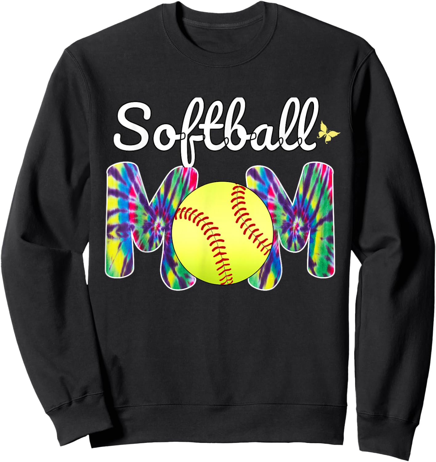 Baseball Mom Love Tie Dye Softball Mom Mothers Day 2024 Sweatshirt - Sweatshirt | Black