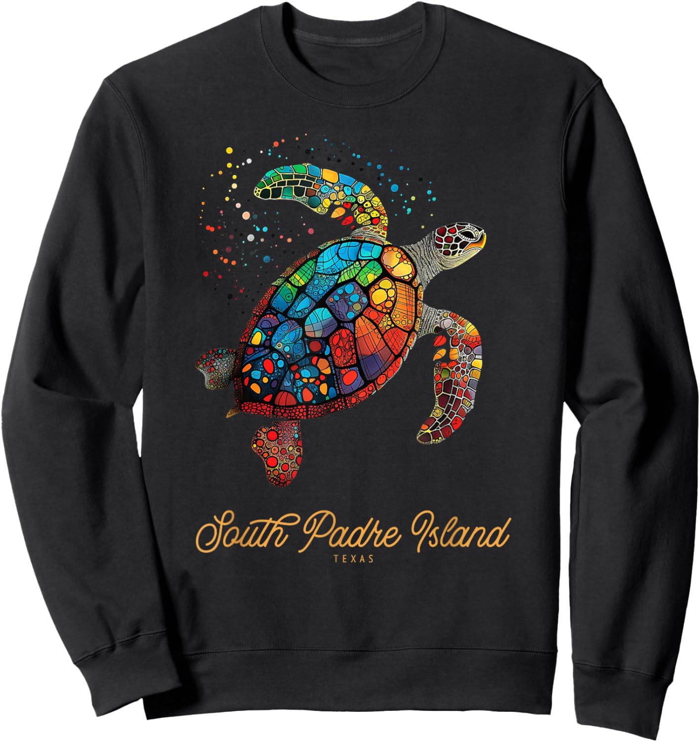 South Padre Island Vintage Retro Texas Sea Turtle Holiday Sweatshirt - Sweatshirt | Black