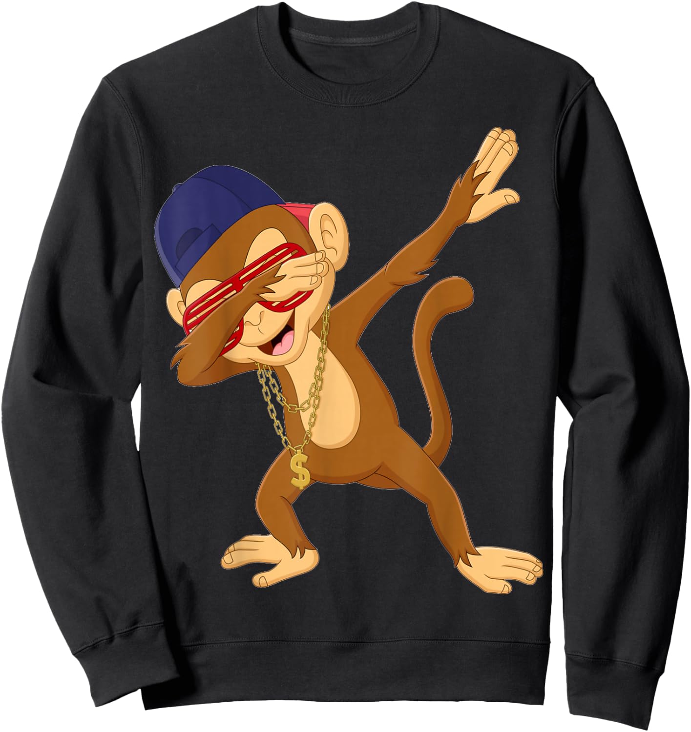Dabbing Monkey Dab Dance Funny Monkey Graphic Sweatshirt - Sweatshirt | Black