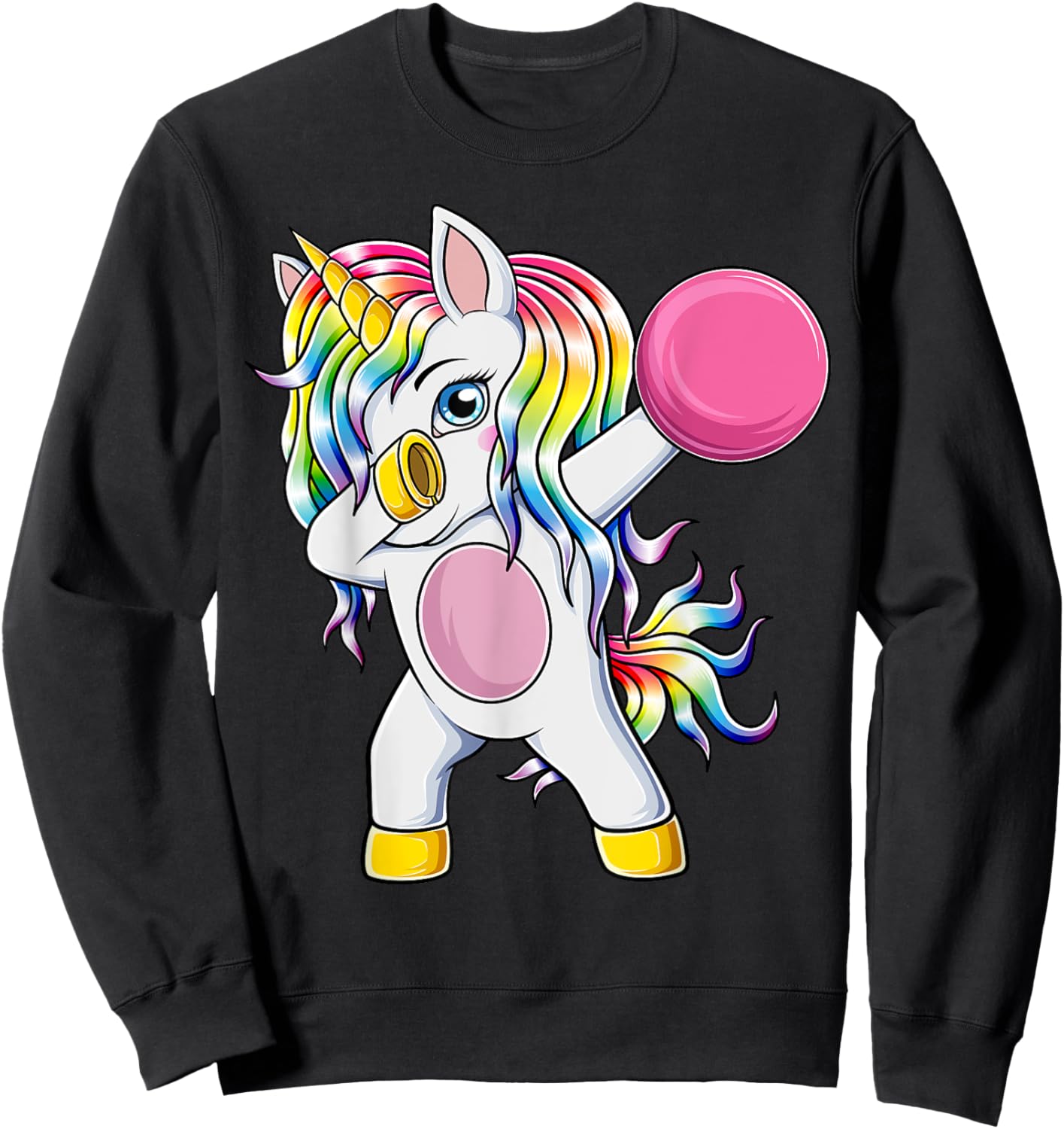 Cute Bowling Unicorn Dab Dance Dabbing Bowler Girls Kids Sweatshirt - Sweatshirt | Black