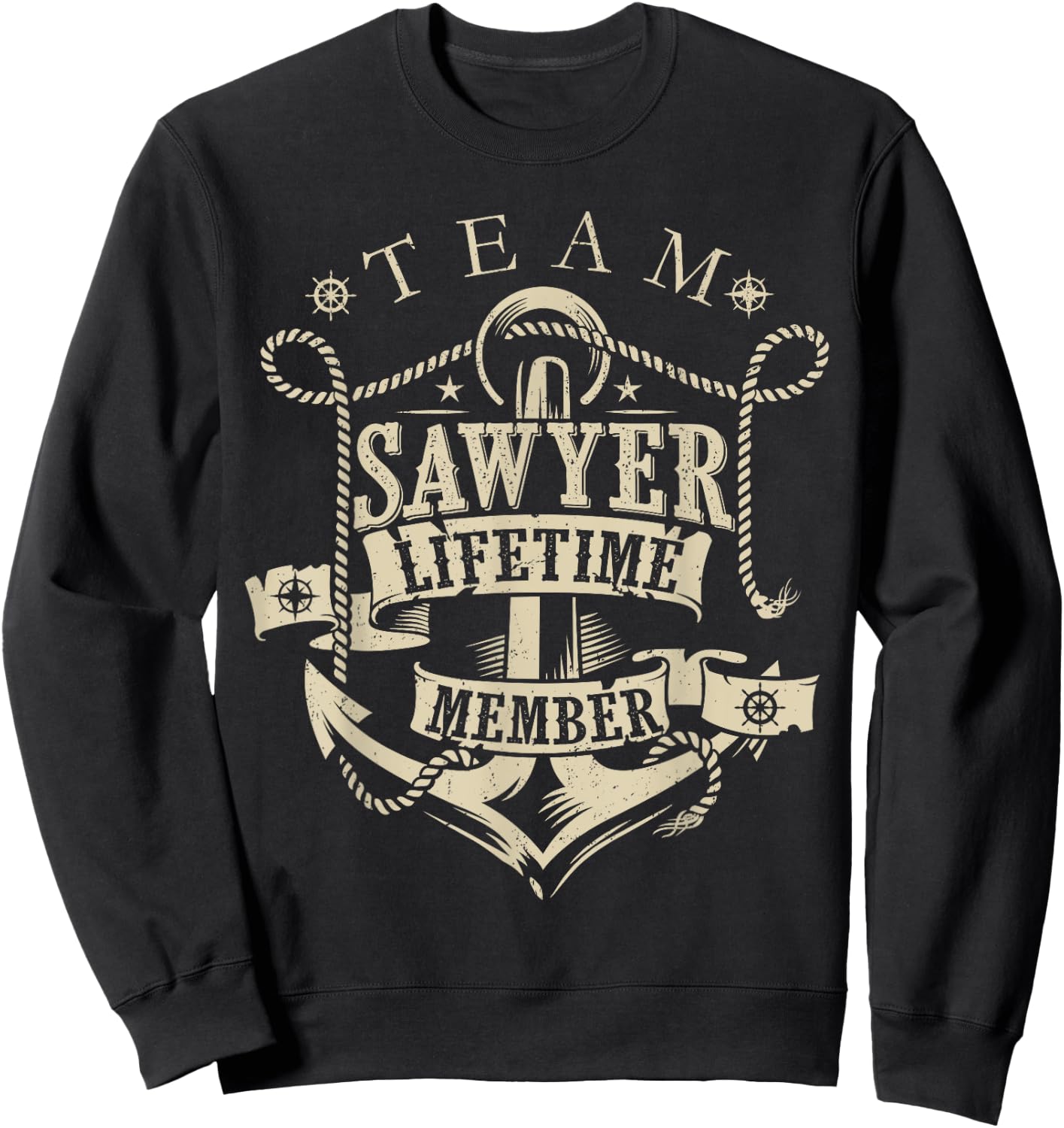 Team SAWYER Lifetime Member Vintage SAWYER Family Name Sweatshirt - Sweatshirt | Black