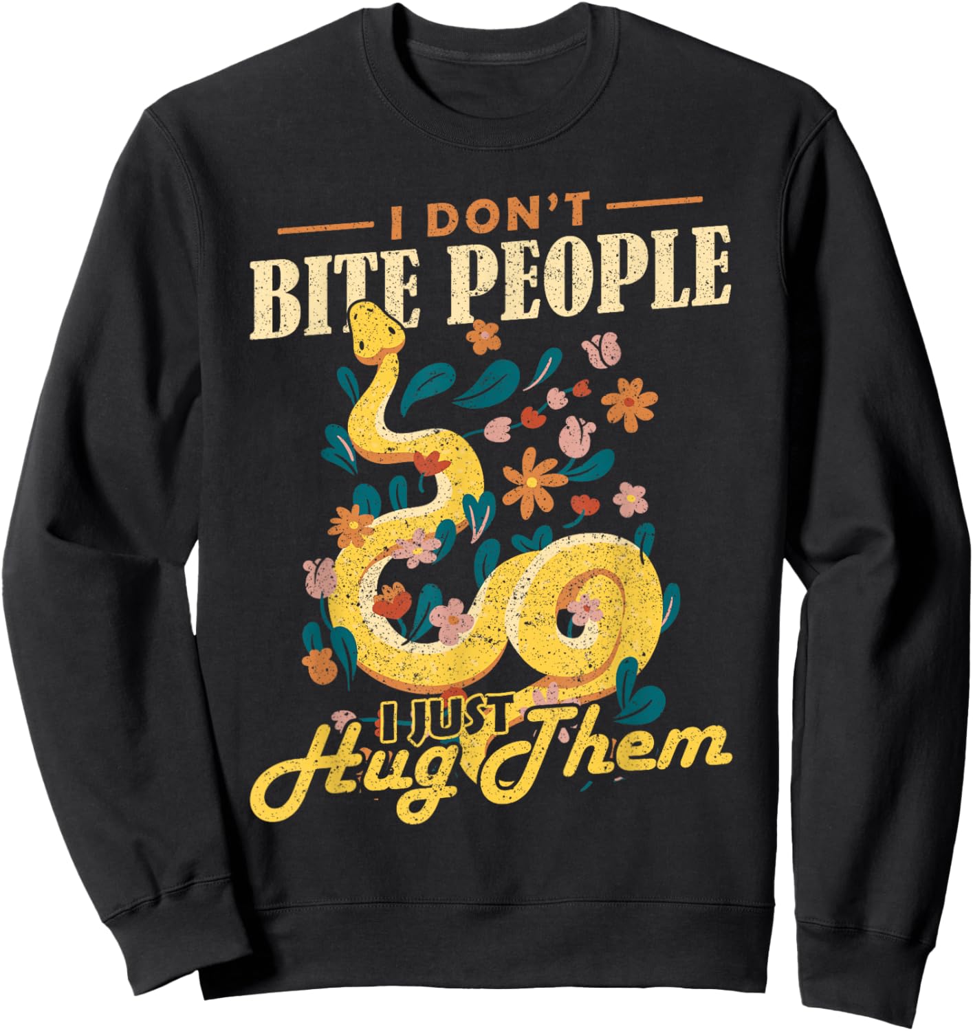 Reptile I Dont Bite People Banana Ball Python Sweatshirt - Sweatshirt | Black