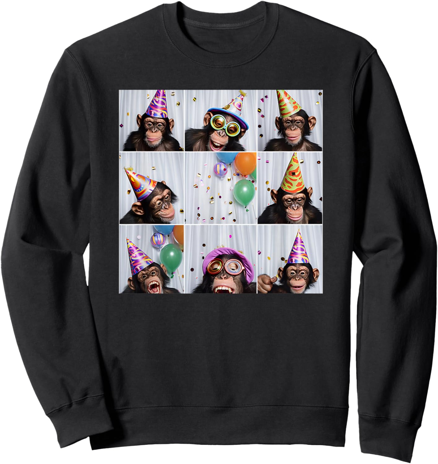 Funny Monkey Selfie Colorful Zoo Animal Monkey Birthday Sweatshirt - Sweatshirt | Black