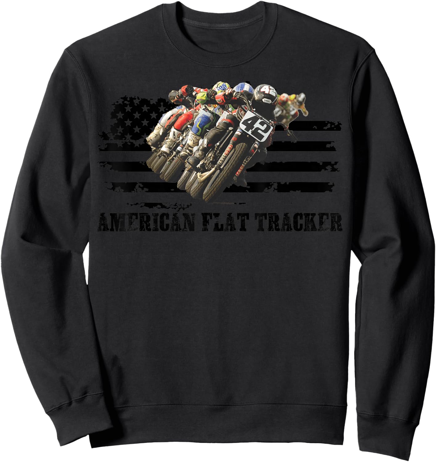 American Flat Tracker Men Women Adults Teens Boys Girls Sweatshirt - Sweatshirt | Black