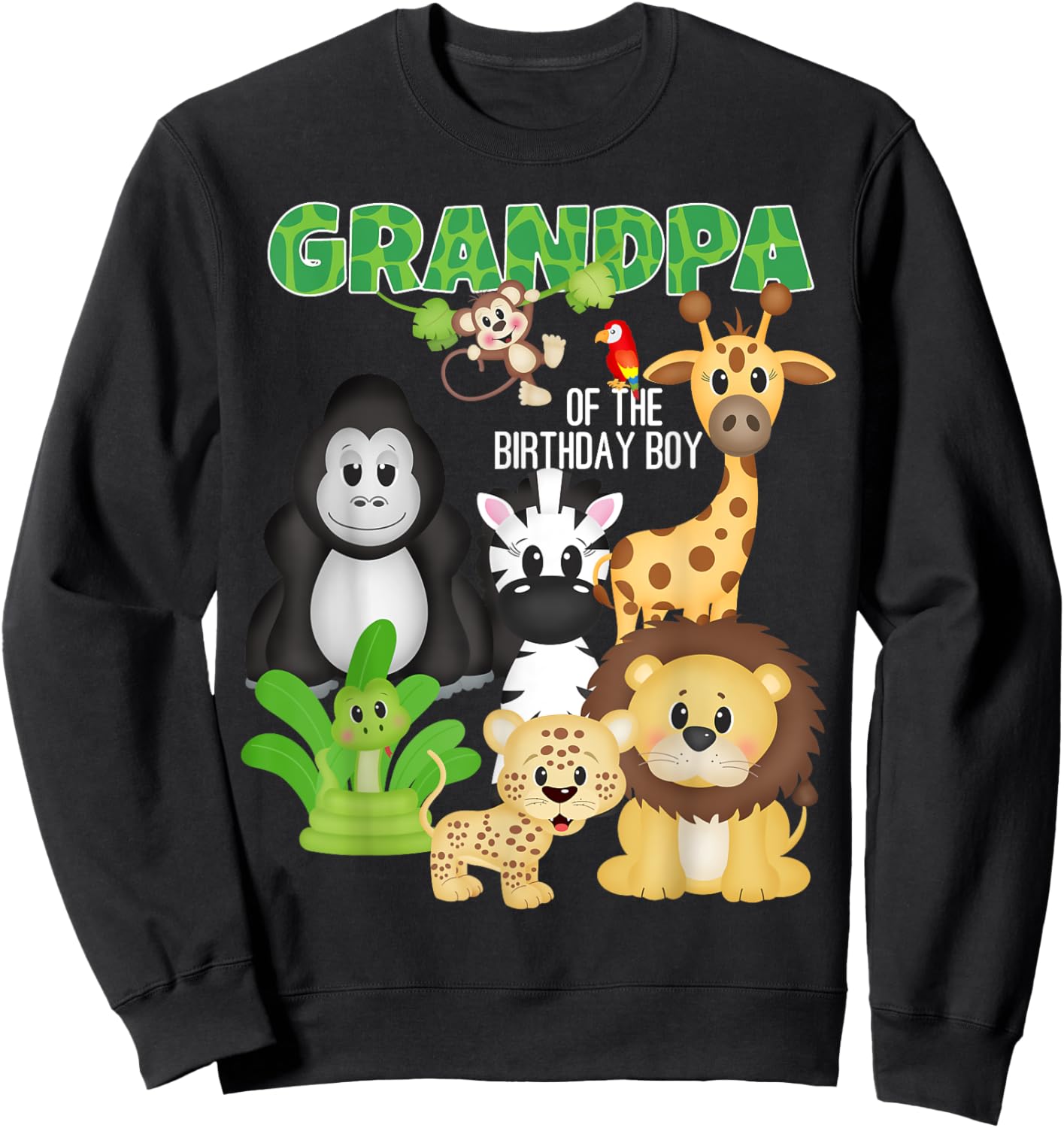 Grandpa Of The Birthday Boy Jungle Safari Zoo Theme Party Sweatshirt - Sweatshirt | Black