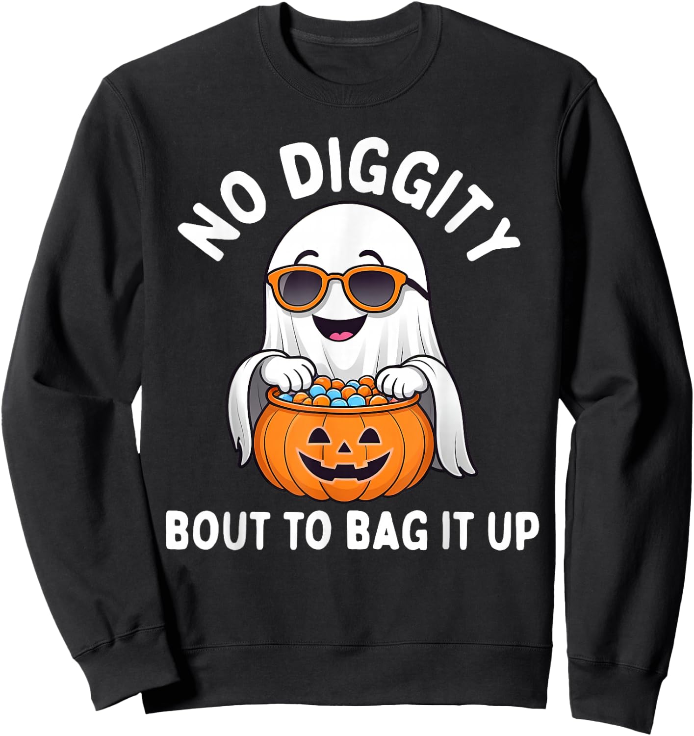 Halloween Ghost No Diggity Bout to Bag it Up Toddler Boys Sweatshirt - Sweatshirt | Black