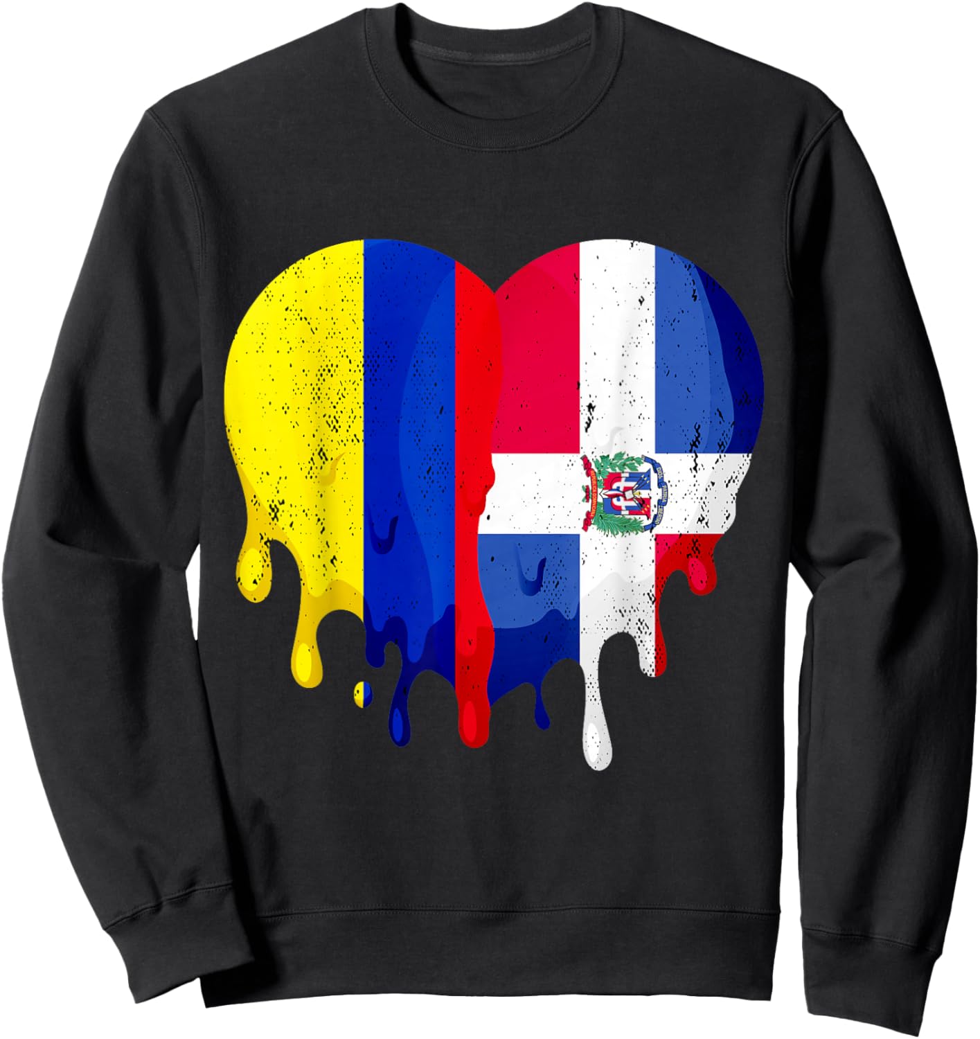 Colombia Dominican Republic Flag Heart Citizen Patriot Sweatshirt - Sweatshirt | Black