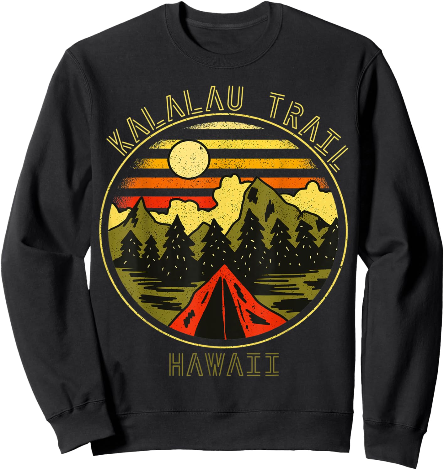 Camping Kalalau Trail Hawaii Nature Hiking Bonfire Sweatshirt - Sweatshirt | Black