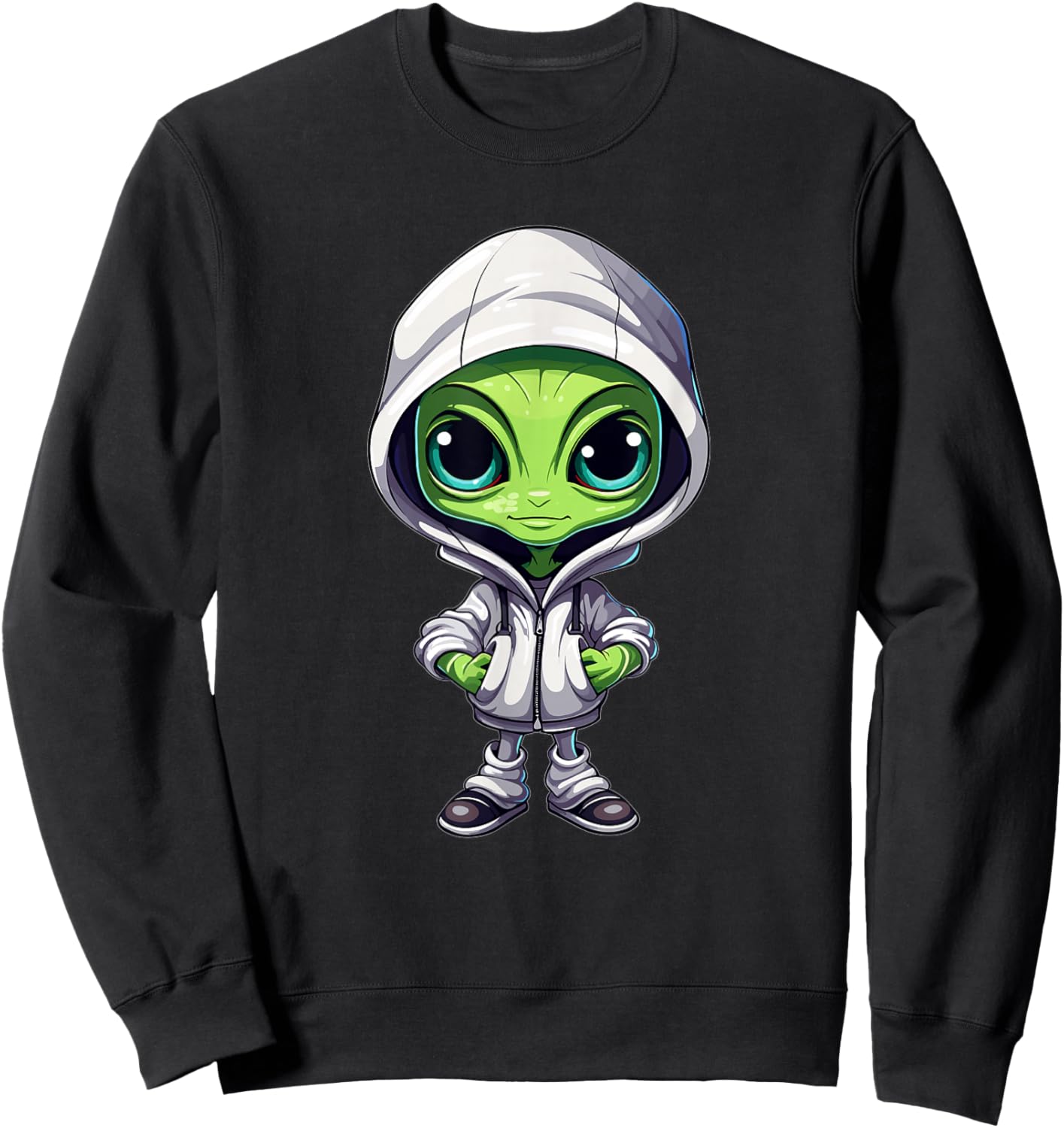 Cute Alien Art I Kids Alien Sweatshirt - Sweatshirt | Black