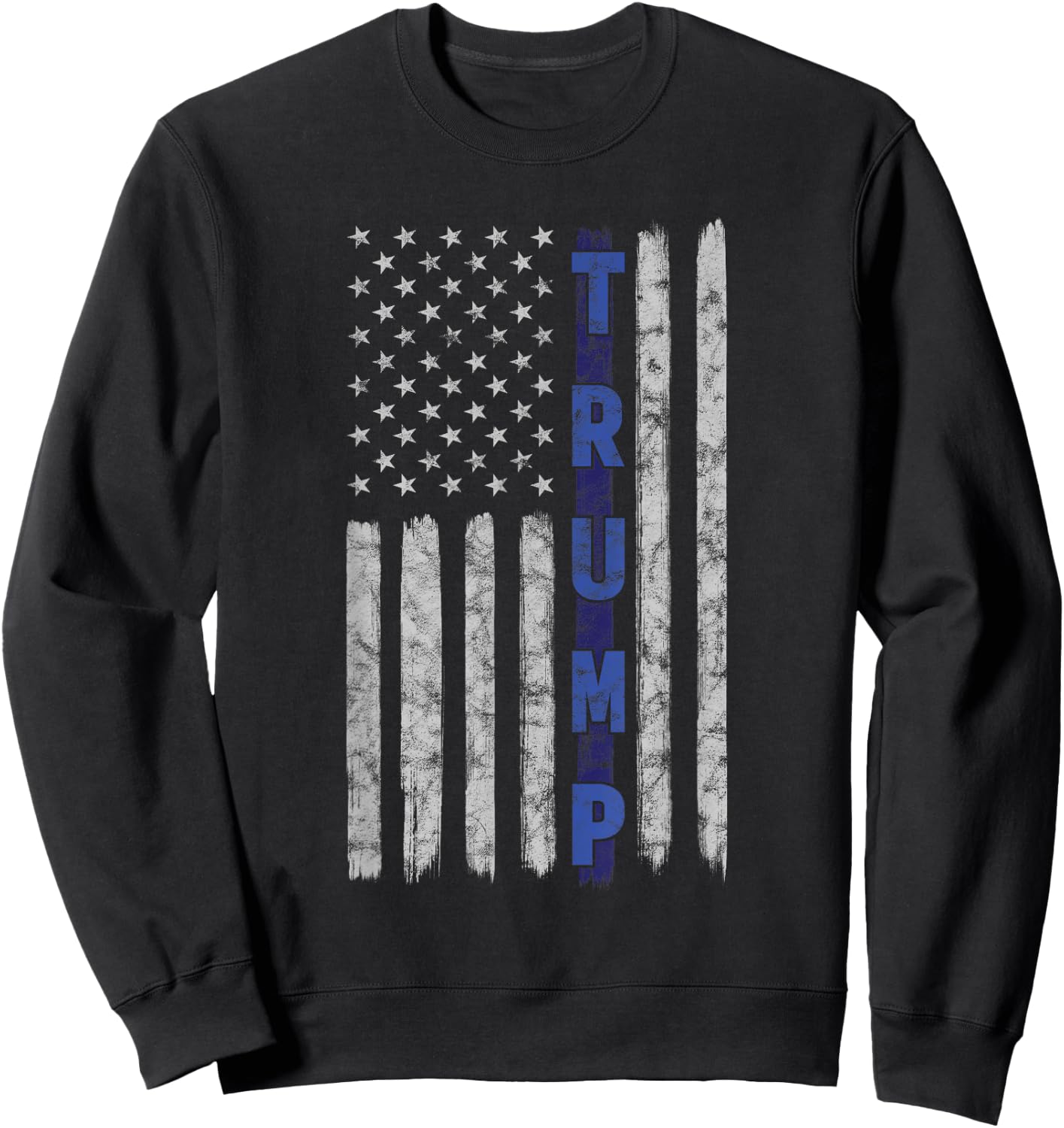 Police Thin Blue Line Trump American Flag USA Sweatshirt - Sweatshirt | Black