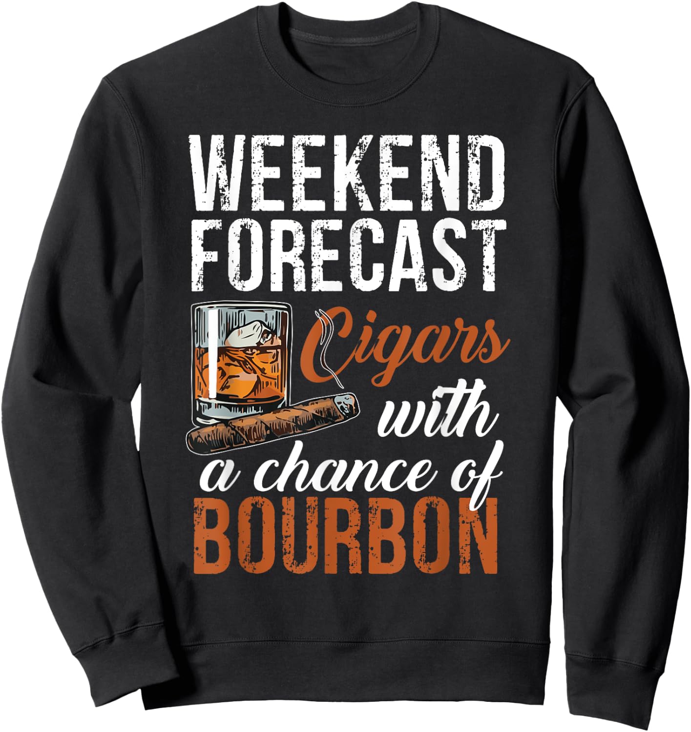 Cool Shirt For Cigars And Bourbon Lover Grandpa Men's Black Small Modern Letter Print Sweatshirt - Sweatshirt | Black