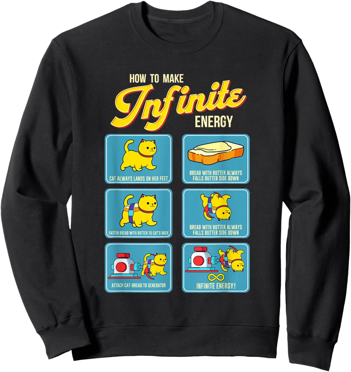 Funny Math Infinite Energy Cat And Mechanical Engineering Sweatshirt - Sweatshirt | Black