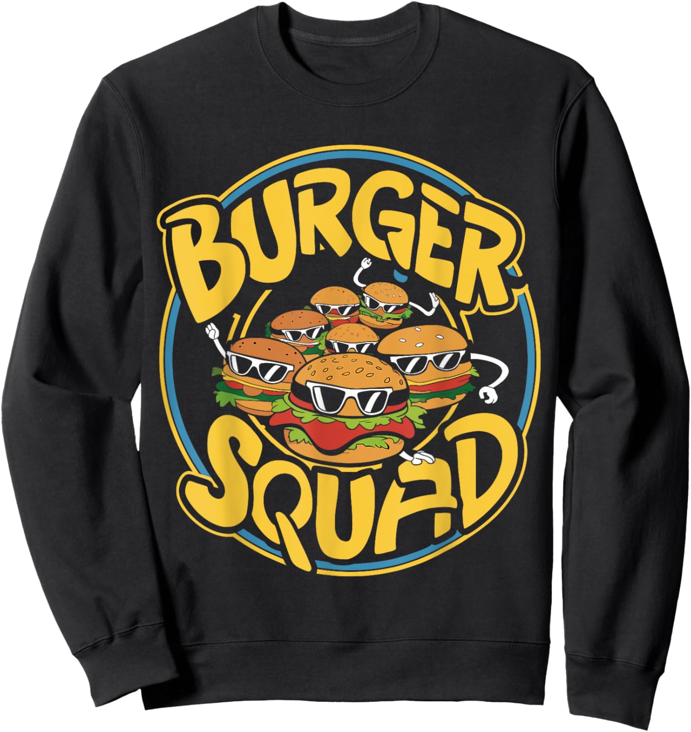 Burger Squad Funny Cheeseburger Lover Food Hamburger Crew Sweatshirt - Sweatshirt | Black