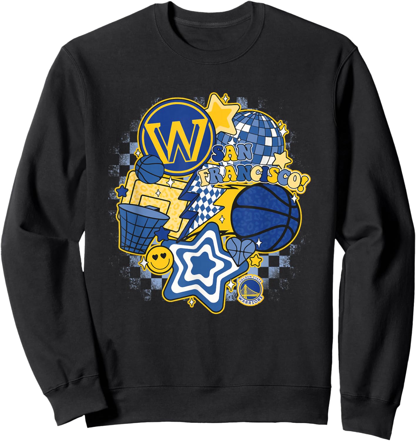 NBA Golden State Warriors Psychedelic Basketball Collage Sweatshirt - Sweatshirt | Black